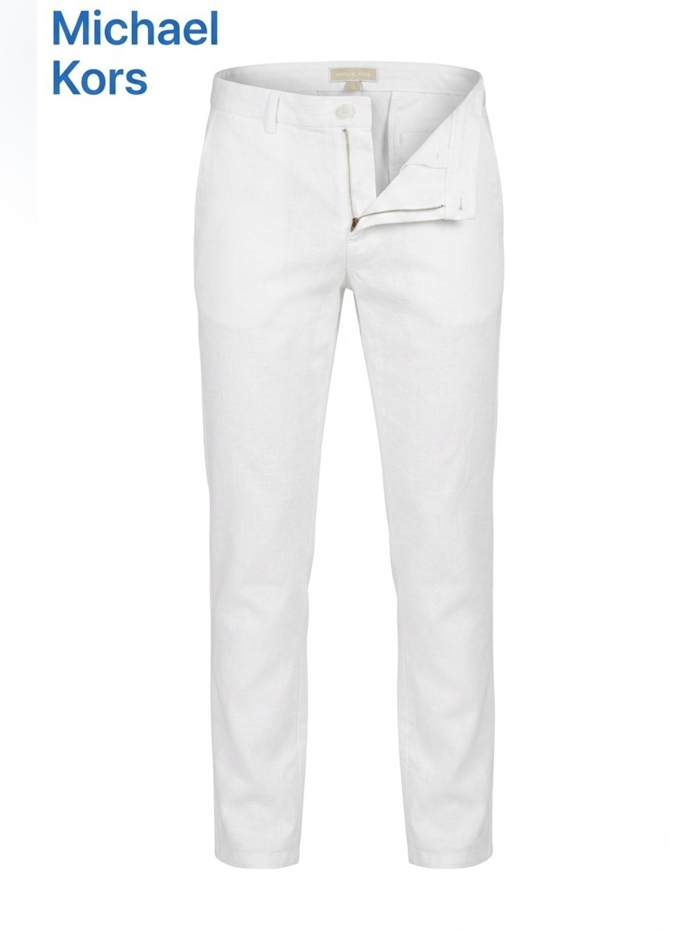 Michael Kors White Straight Leg Pants Size 8 EUC Like New Stretch Trousers - Picture 3 of 6